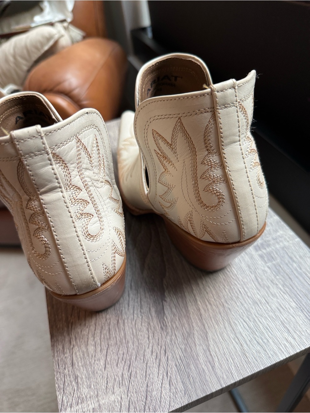 Ariat Cream Western Cutout Ankle Booties - Picture 3 of 9